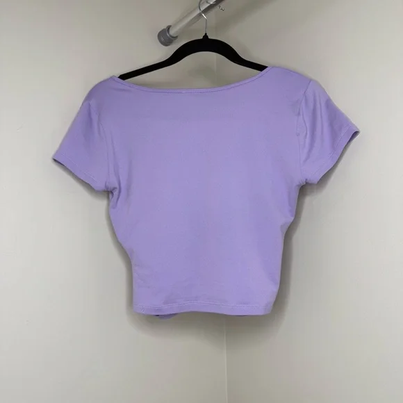 Ardene Lavender Crop Top | Lilac Purple Scrunch Sides - Picture 2 of 4
